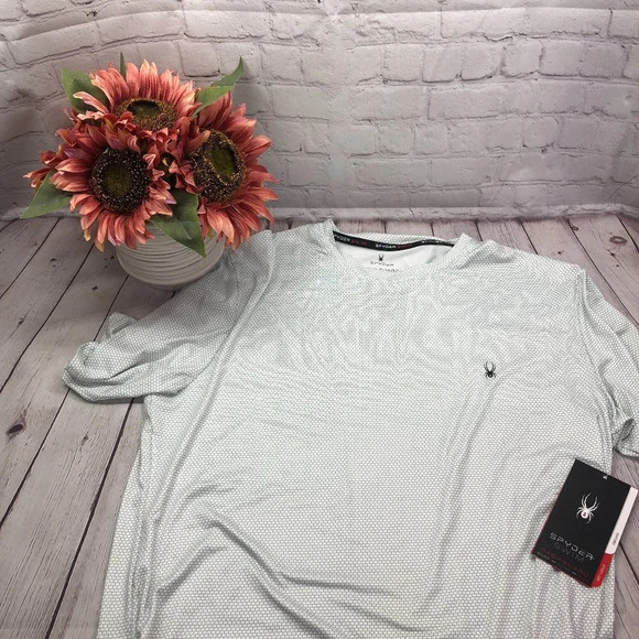 Mens medium- spyder swim rash guard top short sleeve - Picture 1 of 8